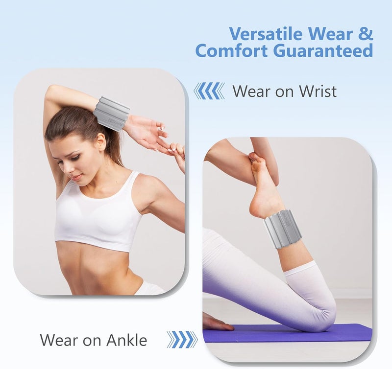SDATEKIT Wrist and Ankle Weights for Women & Men 2 Pack (1lb Each), Adjustable Silicone Weighted Bracelet for Pilates, Gym, Yoga, Cardio & Strength Training, Bala-Style Bangles Slip-Free Design - Image 4